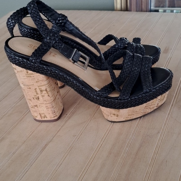 Schutz Corkscrew Leather Platform Woven Boho Braided Straps Block Heel Y2k - Picture 9 of 9
